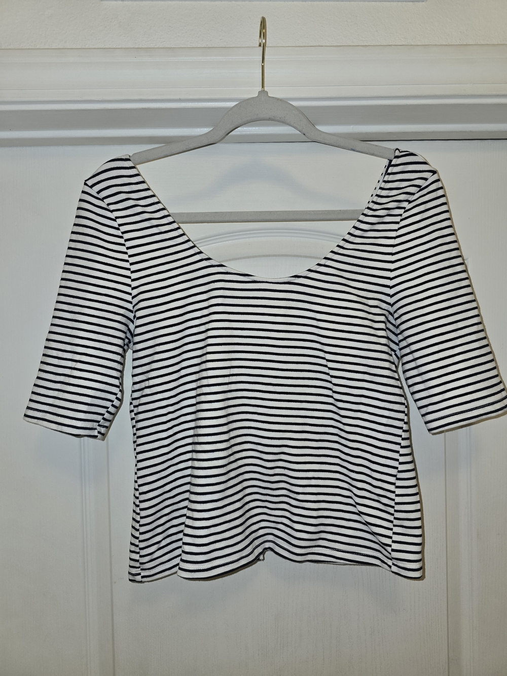 Sunday in Brooklyn Black & White Striped Scoop Neck Tee